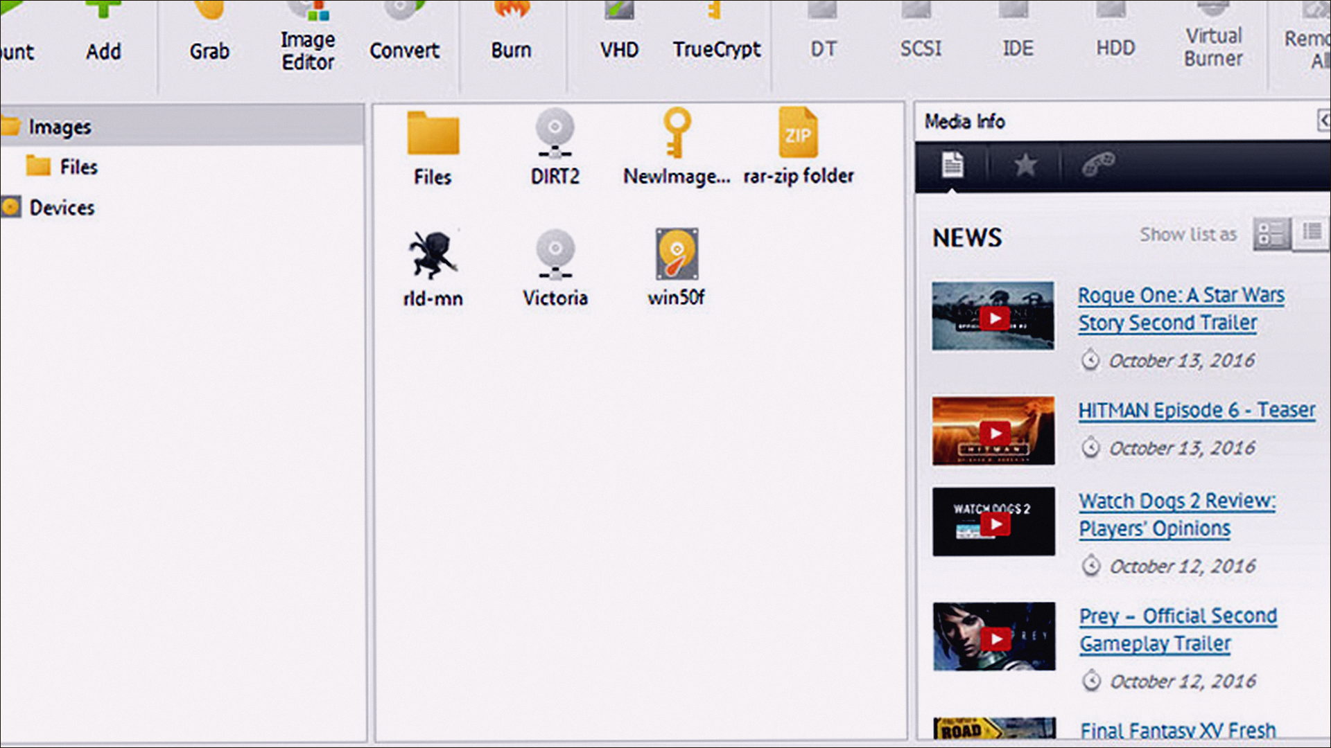 DAEMON Tools Pro workspace