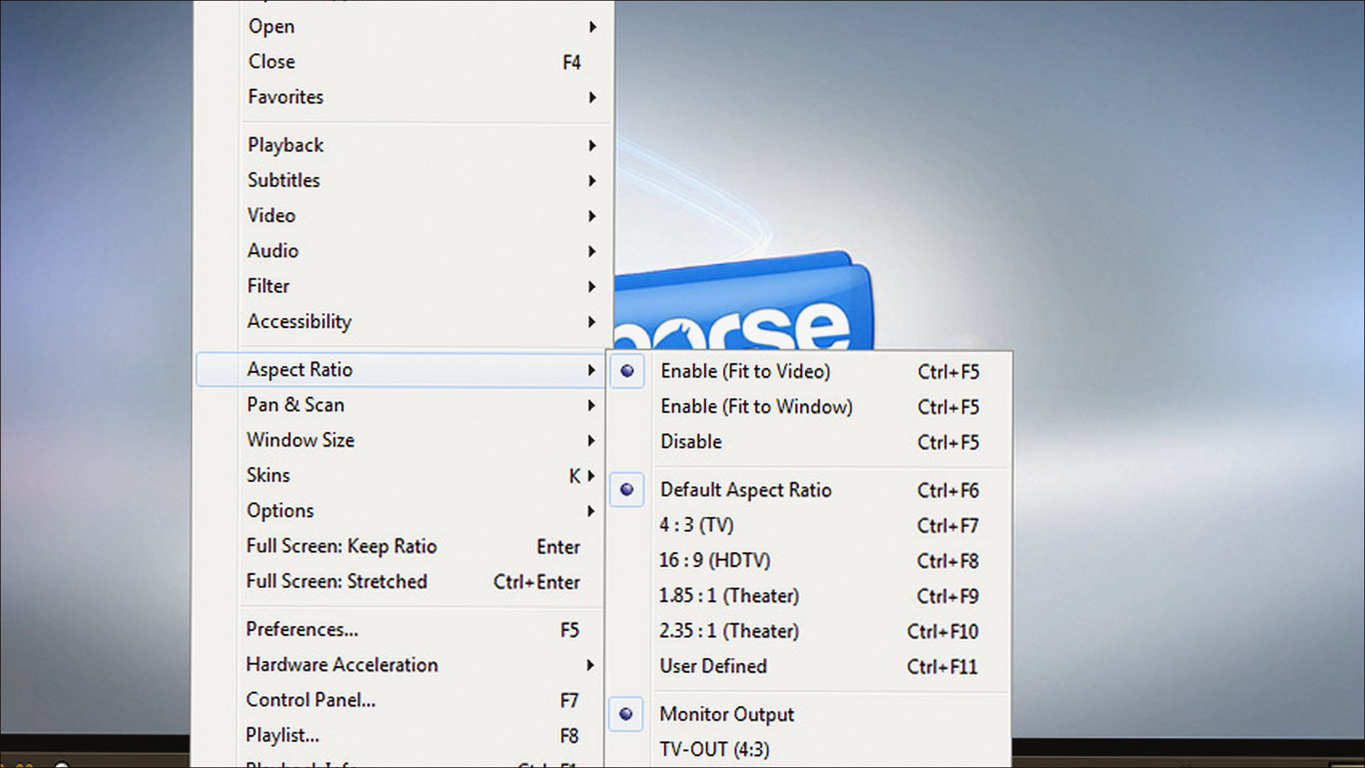 GOM Player workspace